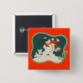 Retro Snowman Vierkante Button 5,1 Cm (Voorkant /achterkant)