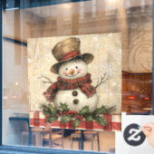 Retro Snowman Window Cling Raamsticker (Cafe Raam)
