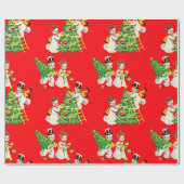 Retro  Snowmen Cadeaupapier (Vlak)