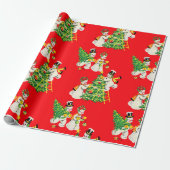 Retro Snowmen Cadeaupapier (Uitgerold)
