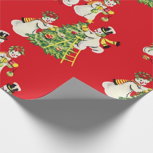 Retro Snowmen Cadeaupapier (Hoek)