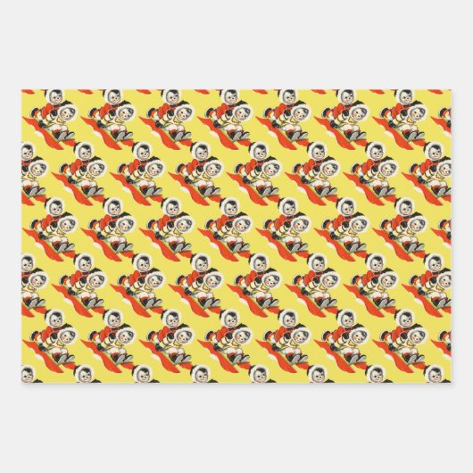 Retro Snowmen Inpakpapier Vel (Voorkant 2)