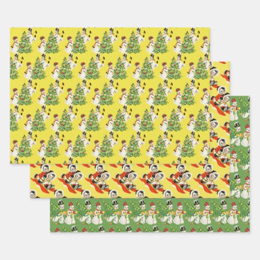 Retro Snowmen Inpakpapier Vel (Set)