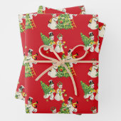 Retro  Snowmen Inpakpapier Vel (In situ)