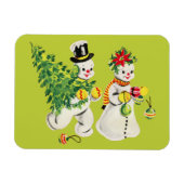 Retro Snowmen Magneet (Horizontaal)