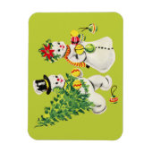 Retro Snowmen Magneet (Verticaal)