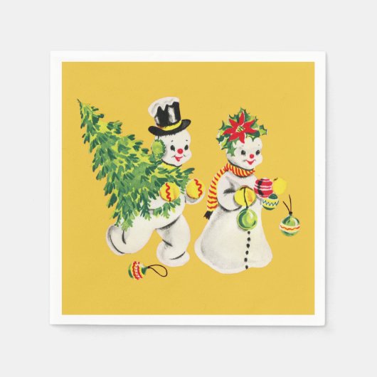 Retro Snowmen Servet (Voorkant)