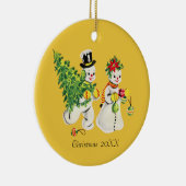 Retro Snowpaar Keramisch Ornament (Rechts)