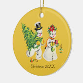 Retro Snowpaar Keramisch Ornament (Links)