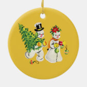 Retro Snowpaar Keramisch Ornament (Achterkant)