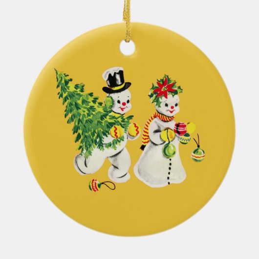 Retro Snowpaar Keramisch Ornament (Achterkant)