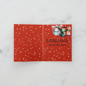 Retro Snowy kerstcadeau, Fancy linten geschenkdoos Kaart (Binnen)