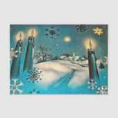 Retro Snowy Kerstmis Scene Tissuepapier (Voorkant)