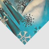 Retro Snowy Kerstmis Scene Tissuepapier (Detail)