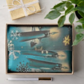 Retro Snowy Kerstmis Scene Tissuepapier (Geschenk)