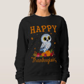 Retro Snowy Owl Happy Thanksgiving Matching Family Trui (Voorkant)