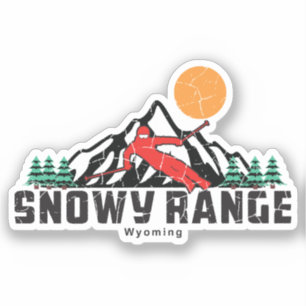 Retro Snowy Range Ski Sticker