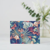 Retro Snowy Tropical Flamingo Paradise Waterverf Briefkaart (Staand voorkant)