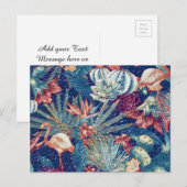 Retro Snowy Tropical Flamingo Paradise Waterverf Briefkaart (Voorkant / Achterkant)