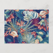Retro Snowy Tropical Flamingo Paradise Waterverf Briefkaart (Voorkant)