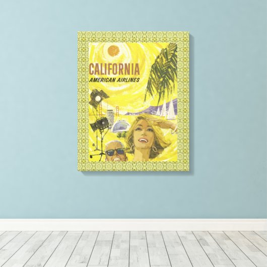 Retro So Cal Air Reizen Canvas Afdruk (Insitu (Houten vloer))