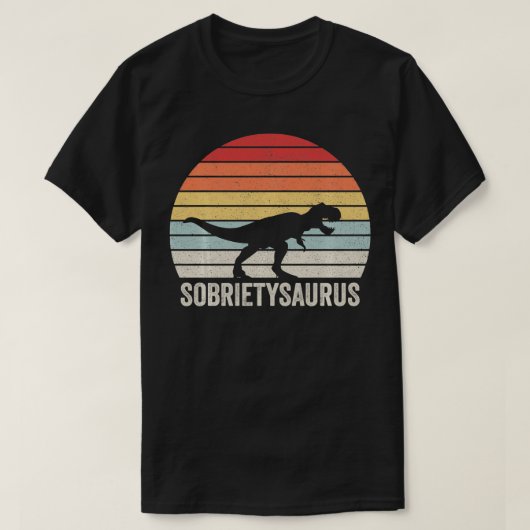 Retro Soberheid TRex Sobrietysaurus AA Sobe T-shirt (Design voorkant)