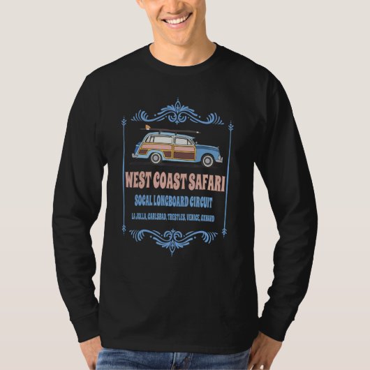 Retro SoCal Surfing West Coast Safari Long Board C T-shirt (Voorkant)