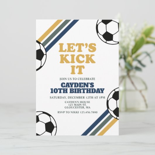 Retro Soccer Birthday Kaart (Staand voorkant)