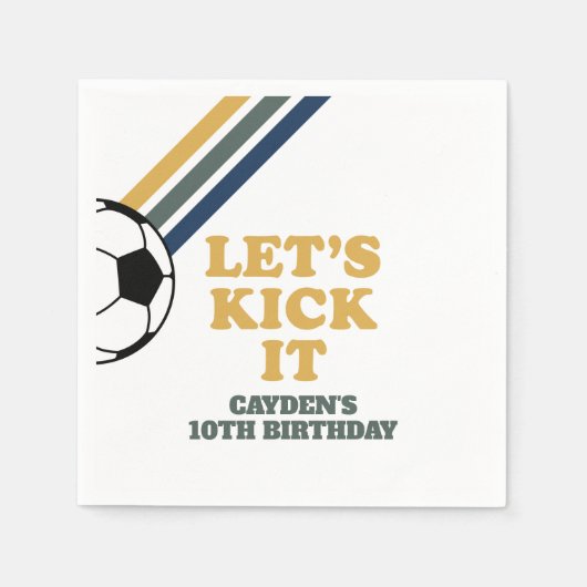 Retro Soccer Birthday Napkins Servet (Voorkant)