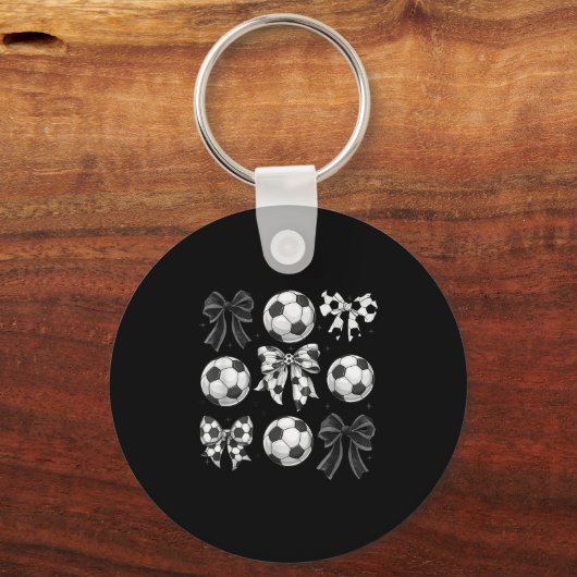 Retro Soccer Bow,game Day,coquette Soccer Mom,mama Sleutelhanger (Voorkant)