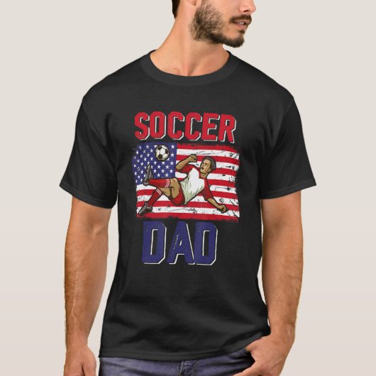 Retro Soccer Dad Player American Flag Fath T-shirt (Voorkant)