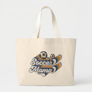 Retro Soccer Mama Sublimation Design, Voetbal Grote Tote Bag