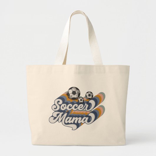Retro Soccer Mama Sublimation Design, Voetbal Grote Tote Bag (Voorkant)