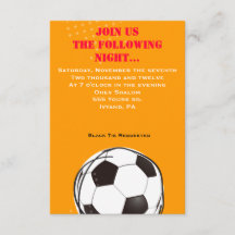 Retro SOCCER Thed Bar Bat Mitzvah Party Card
