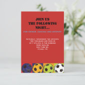Retro SOCCER Thed Bar Bat Mitzvah Party Card RSVP Kaartje (Staand voorkant)