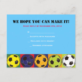 Retro SOCCER Thlek Bar Bat Mitzvah Reply Card RSVP Kaartje