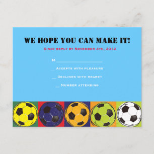 Retro SOCCER Thlek Bar Bat Mitzvah Reply Card RSVP Kaartje
