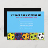 Retro SOCCER Thlek Bar Bat Mitzvah Reply Card RSVP Kaartje (Voorkant / Achterkant)
