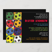 Retro SOCCER ThreadBar Bat Mitzvah Uitnodiging (Voorkant / Achterkant)