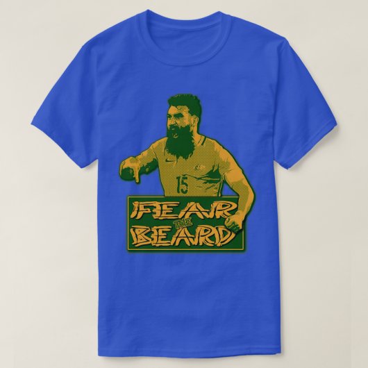 Retro Socceroos Mile Jedinak FEAR the BEARD T-shirt (Design voorkant)