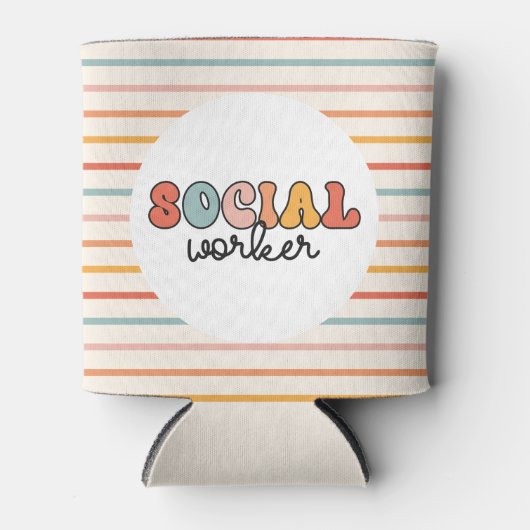 Retro sociaal werker blikjeskoeler (Voorkant)