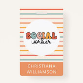 Retro sociaal werker kleurrijk badge (Voorkant)