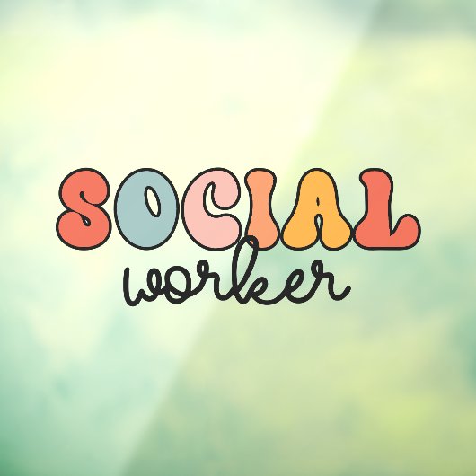 Retro sociaal werker raamsticker (Vel 3)