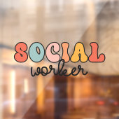 Retro sociaal werker raamsticker (Vel 2)