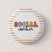 Retro sociaal werker ronde button 5,7 cm (Voorkant)