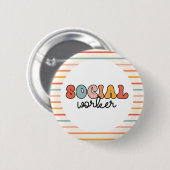 Retro sociaal werker ronde button 5,7 cm (Voorkant /achterkant)