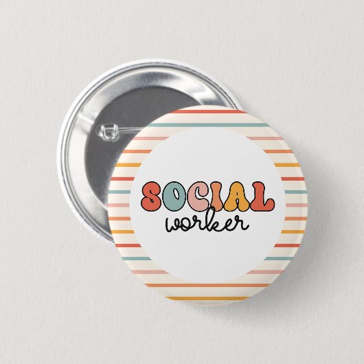 Retro sociaal werker ronde button 5,7 cm (Voorkant /achterkant)