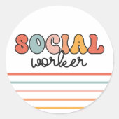 Retro sociaal werker ronde sticker (Voorkant)