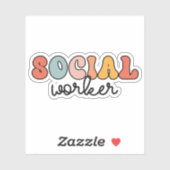 Retro sociaal werker sticker (Vel)