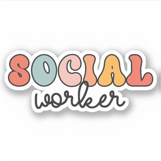 Retro sociaal werker sticker (Voorkant)